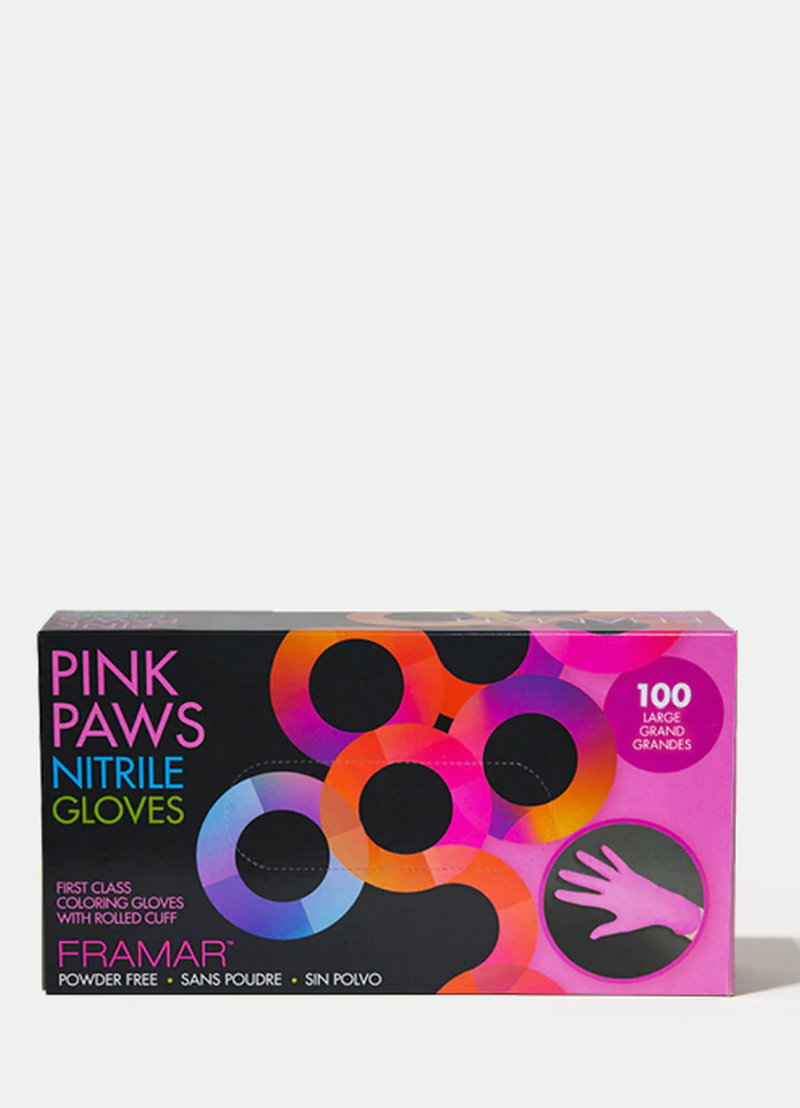 Framar Nitrile Gloves: Pink Paws - MEDIUM (box of 100)  (REG. PRICE $15.99-JF25)  image number 0