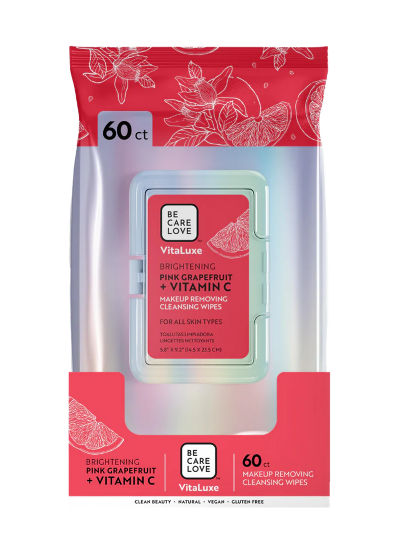 VitaLuxe Soothing Pink Grapefruit + Vitamin C Makeup Removing Cleansing Wipes image number 0